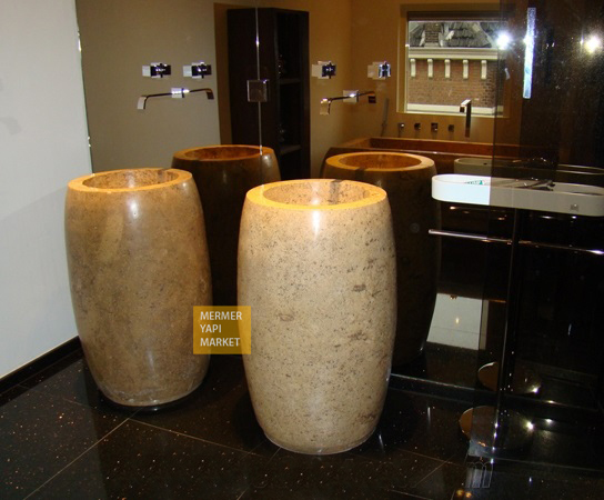 Noche - Classic Travertine Vertical Washbasin
