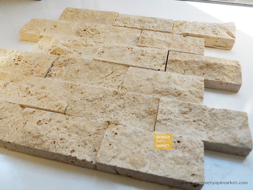 Light Travertine Split Face Mosaic