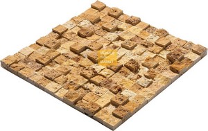 Yellow Travertine 3 Size Split Face Mosaic