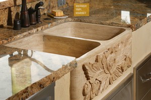 Travertine Embroidered Kitchen Sink