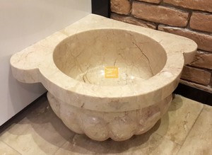 Corner Beige Hammam Sink Melon Slice