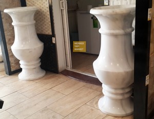 Afyon White Marble Flower Pot