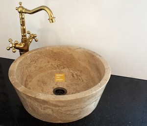 Noche Travertine Sink - Cylinder