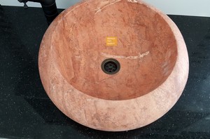 Red Travertine Oval Wash Basin