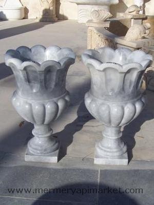 Gray Marble Flowerpot