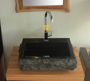 Basalt Black Outlet Split Face Square Wash Basin