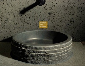 Schwarzes Basaltwaschbecken - Außenschutz