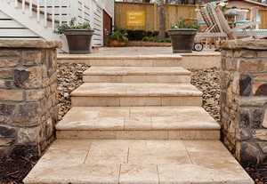 Travertine Tumbled Stair - Riser Included