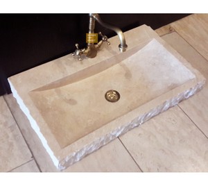 Travertin Square Sink - Geteiltes Gesicht außerhalb