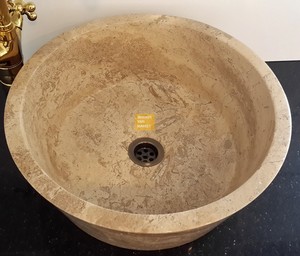 Noche Travertine Sink - Cylinder
