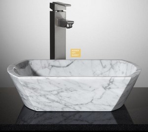 White Marble Square Wash Basin - High