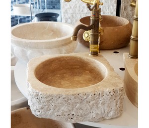 Tumbled Travertine Triangle Sink