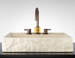 Beige Marble Square Sink - Split Face Outside