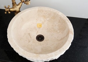 Round Beige Sink - Split Face Outside