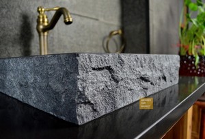 Basalt Black Wash Basin - Outside Split Face