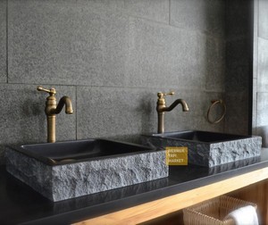 Basalt Black Wash Basin - Outside Split Face