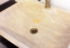Travertine Square Wash Basin - Corner Oval
