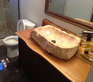 Travertine Split Face Washbasin