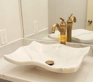 White Marble Leaf Wash Basin