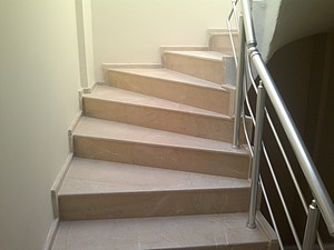 Dark Bursa Beige Marble Stair - Riser Included