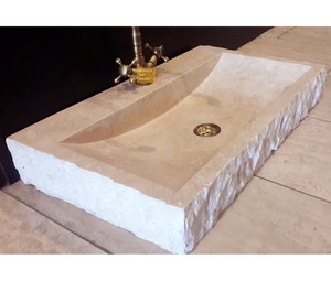Travertin Square Sink - Geteiltes Gesicht außerhalb
