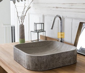 Silver Travertine Square Wash Basin