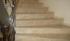 Dark Bursa Beige Marble Stair - Riser Included
