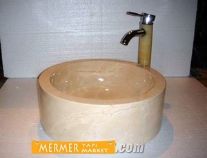 Cylinder Beige Marble Washbasin