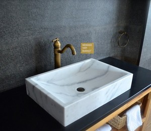 White Marble Square Wash Basin - Standard