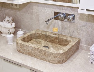 Light Emperador Marble Square Washbasin