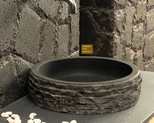 Schwarzes Basaltwaschbecken - Außenschutz