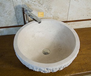 Beige Marble Light Sink Split Face Outside