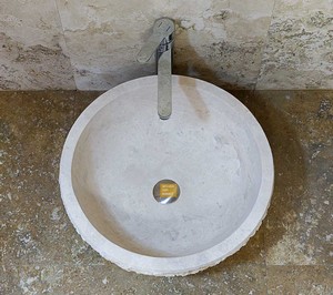 Beige Marble Light Sink Split Face Outside