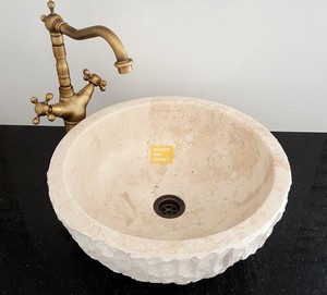Round Beige Sink - Split Face Outside