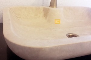 Travertine Square Wash Basin - Corner Oval