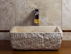 Travertine Split Face Square Wash Basin