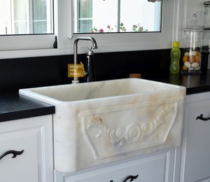White Marble Kitchen Sink
