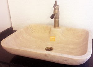 Travertine Square Wash Basin - Corner Oval